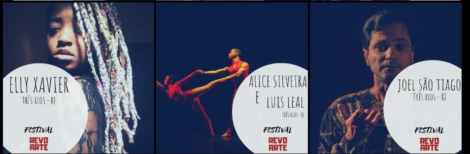 Peças de divulgação com artistas selecionados para o Festival Revoarte